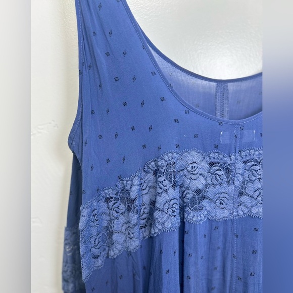 Free People Intimately Blue Lace Trim Mini Dress Size Medium - Picture 7 of 7